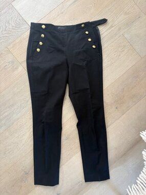 Banana Republic Sloan Skinny Sailor Pants - Black - Gold Buttons - 4